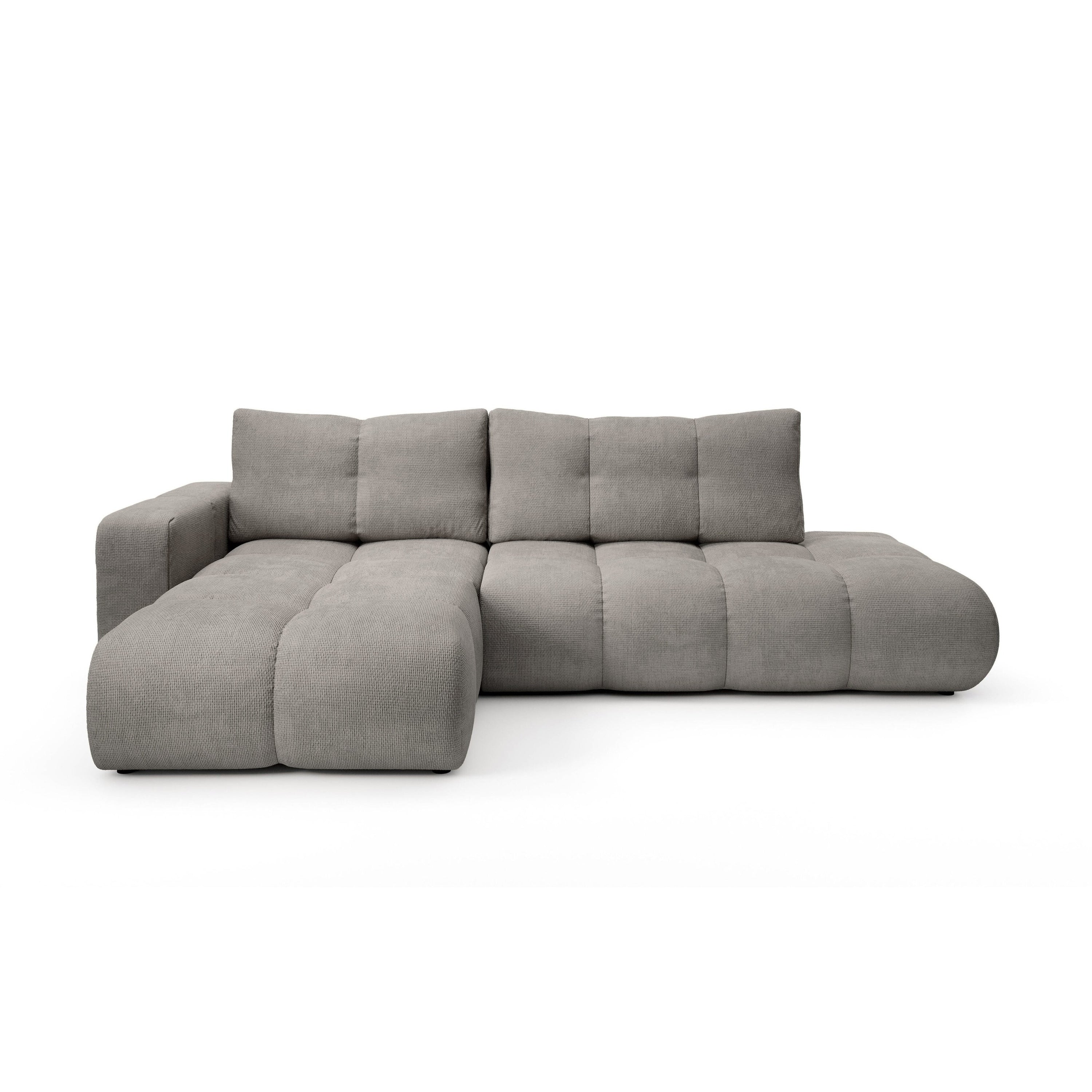 by fonQ Charme Hoekbank Links met Slaapfunctie - Chenille - Warmgrijs