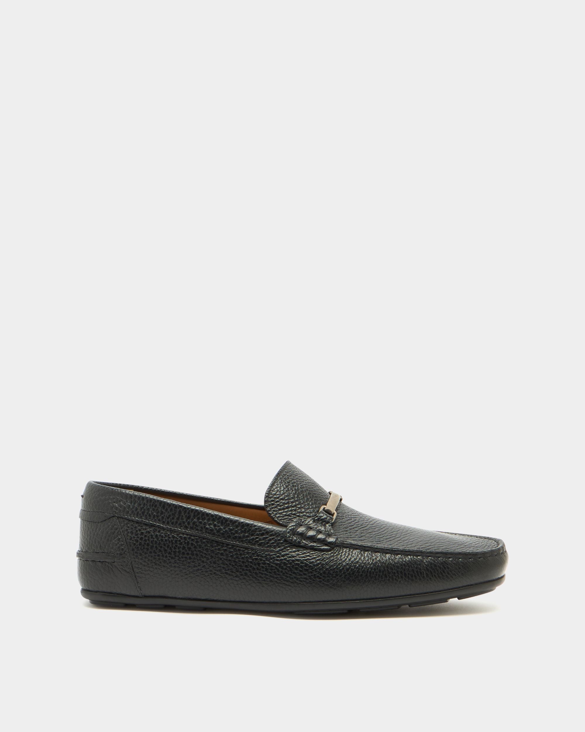 Driver-Schuh Clay aus genarbtem Leder in Schwarz