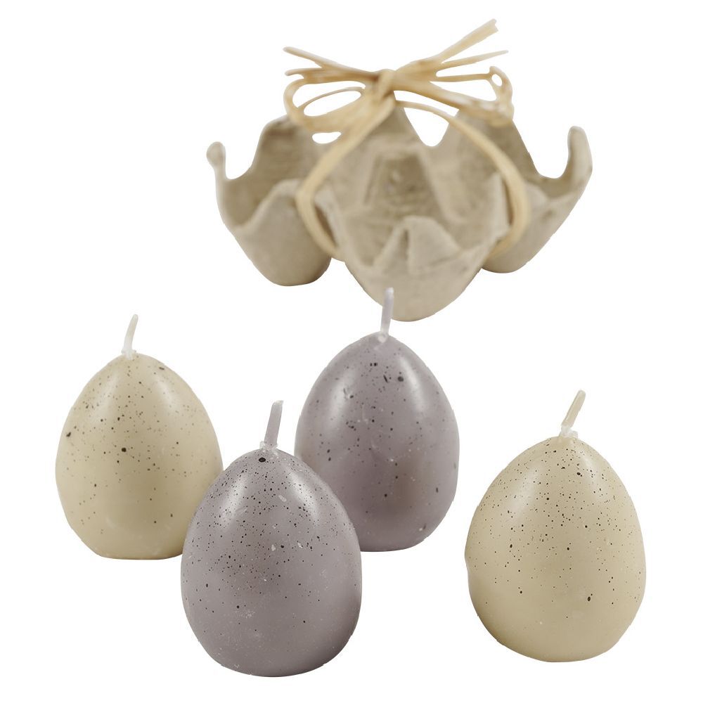 Bougie oeuf Pâques dans support Ø4xH6cm x4