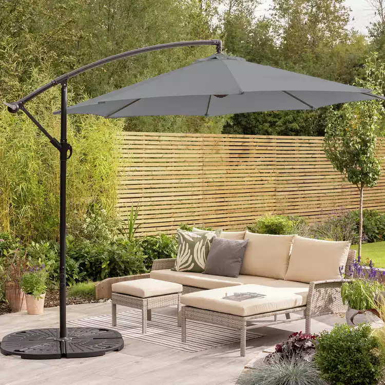 Habitat 3m Overhanging Garden Parasol -Grey