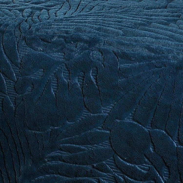 GRAZIA - Dessus de lit feuillages polyester bleu marine 240x260cm