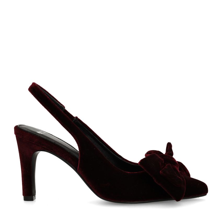 Manfield Burgundy velours slingback pumps