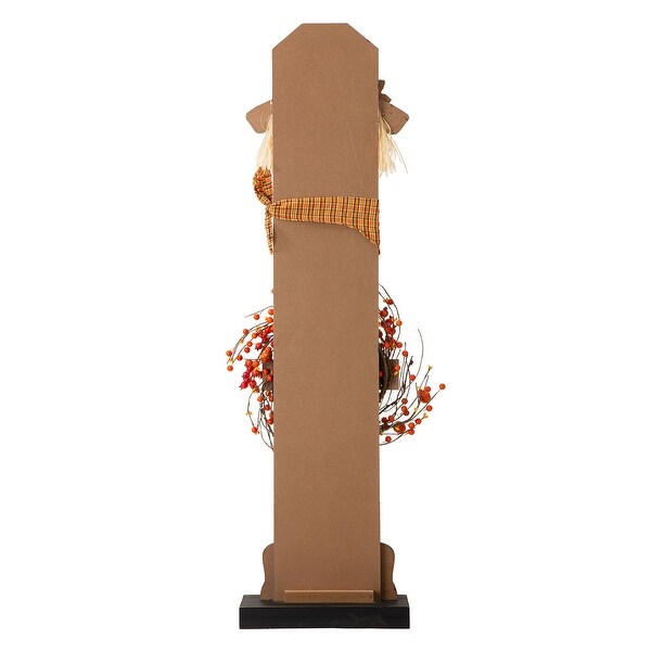 Glitzhome Fall Lighted Wooden Welcome Porch Decor w/Wreath