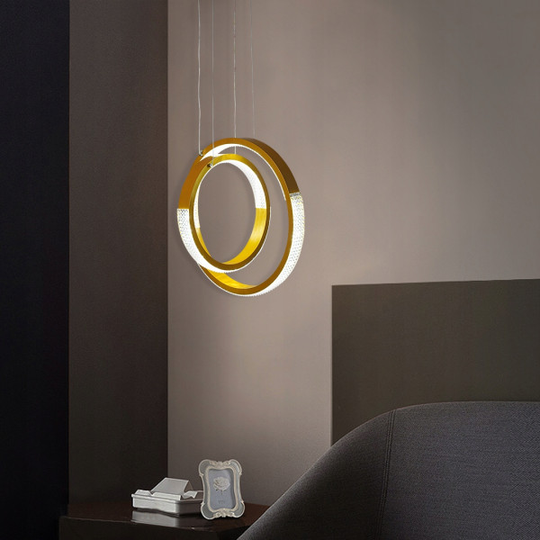 Lampa Sufitowa Led Żyrandol Złota Ring PILOT