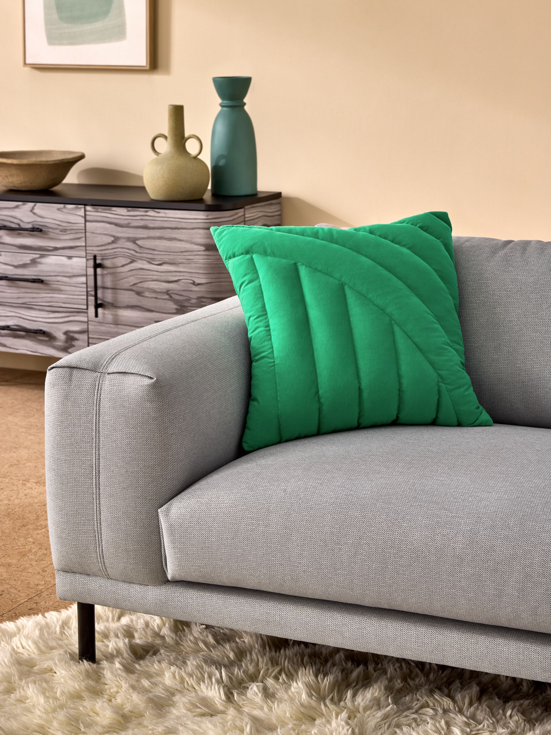 Lonny Quilted Jersey Cushion in Green