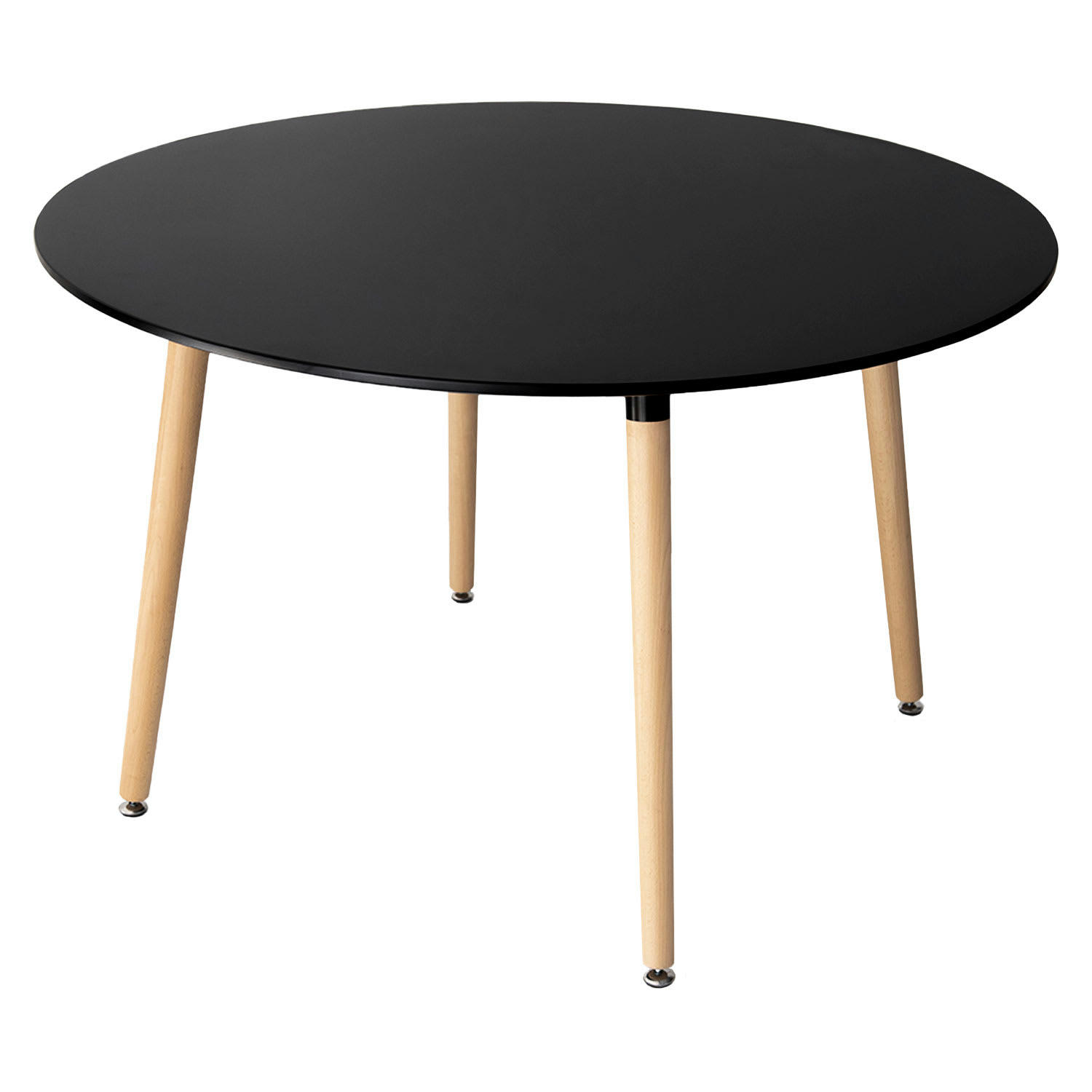 MARTHA - Table à manger ronde style scandinave noire et bois de hêtre