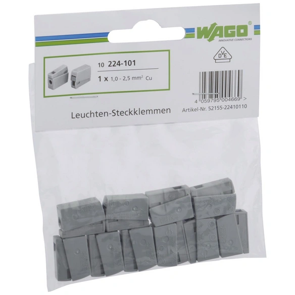 Klemme, Kunststoff, Grau, Leiter mit einem Querschnitt von 1,0 – 2,5 mm²