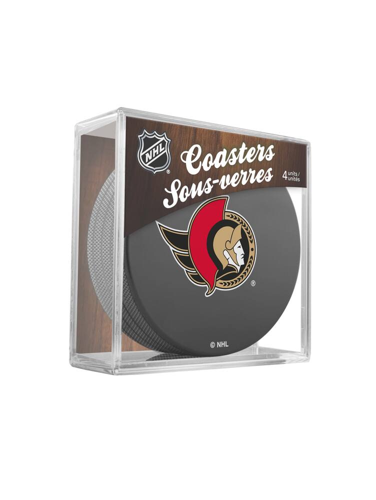NHL Ottawa Senators Hockey Puck Drink Coasters, 4-pk