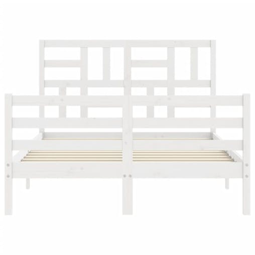 NNEVL Bed Frame with Headboard White 137x187 cm Double Solid Wood
