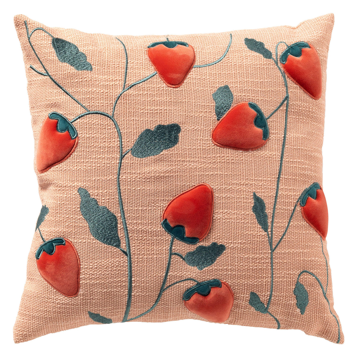 STRAWBERRY - sierkussen 45x45 cm - aardbeien - Peach Powder - roze