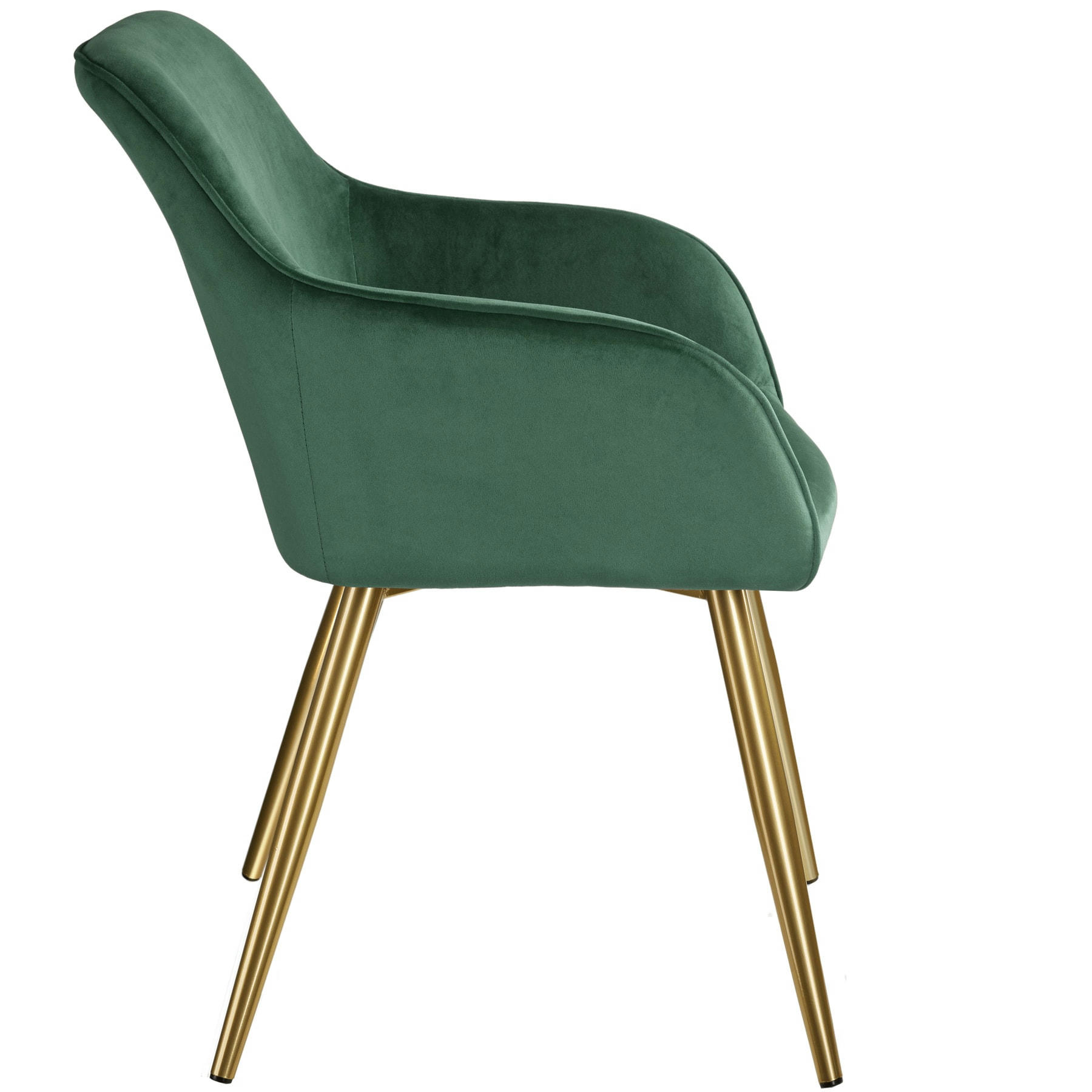 - Chaise Rembourrée, aspect velours vert foncé/or