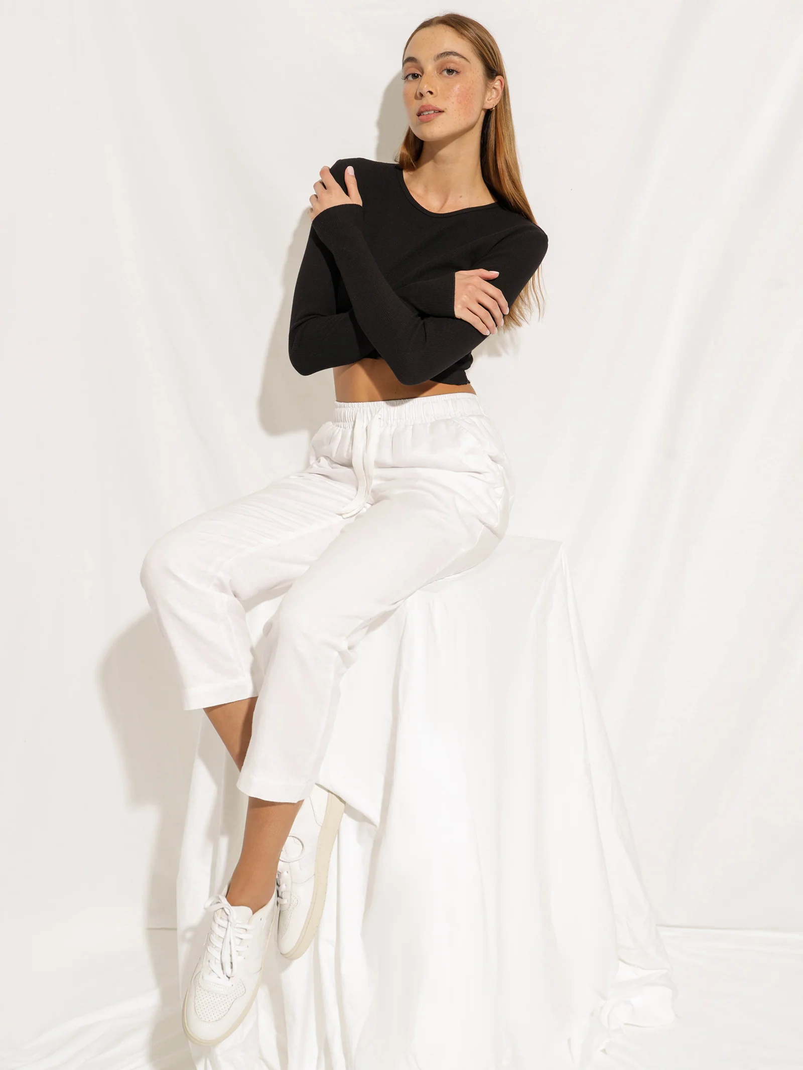 Cameron Long Sleeve Waffle Crop