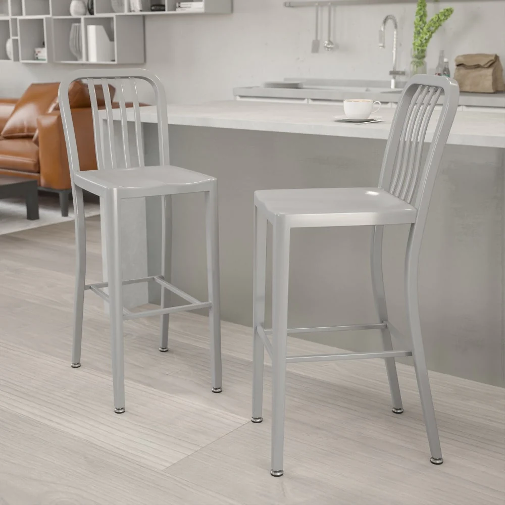 Indoor/Outdoor Commercial Grade Metal Modern Barstools (Set of 2)