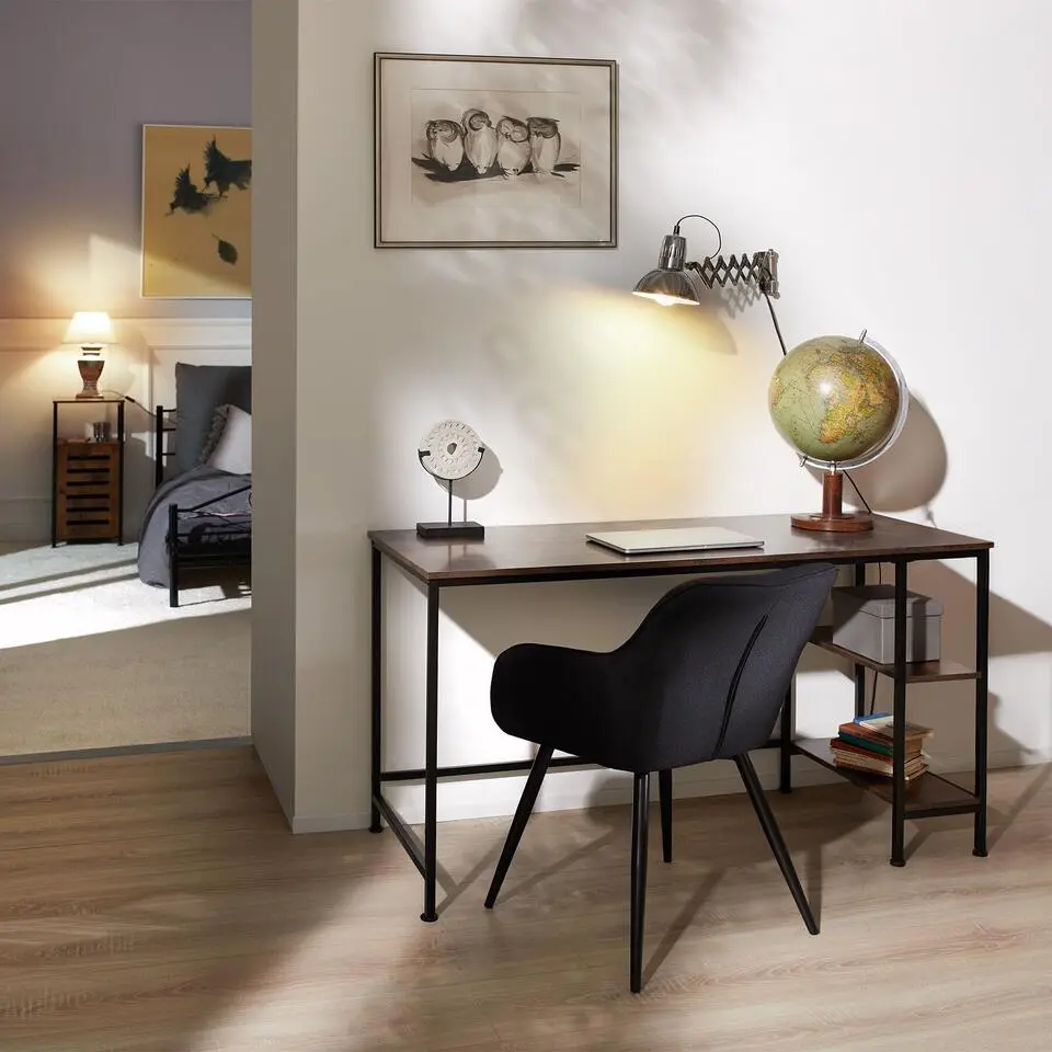 tectake Bureau Donegal 140x60x76,5cm, Industrieel Hout Donker, Rustiek