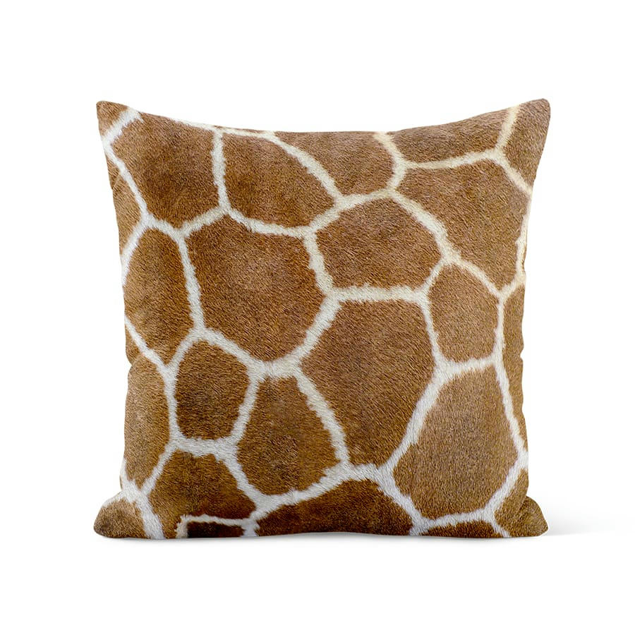 - Coussin déco peau de girafe suédine beige 40x40cm