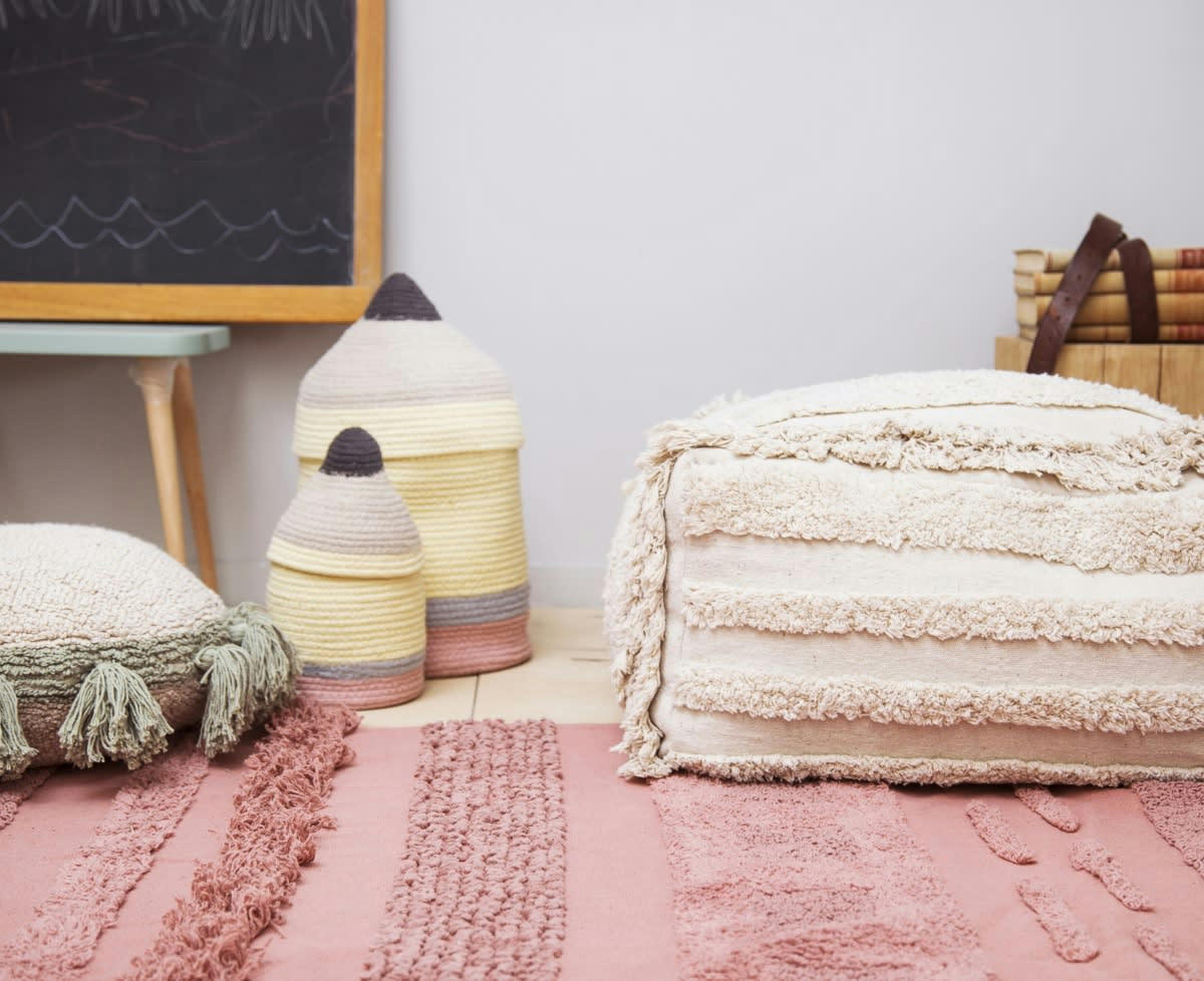 BACK-TO-SCHOOL - Panier en forme de crayon en coton jaune Ø25x45