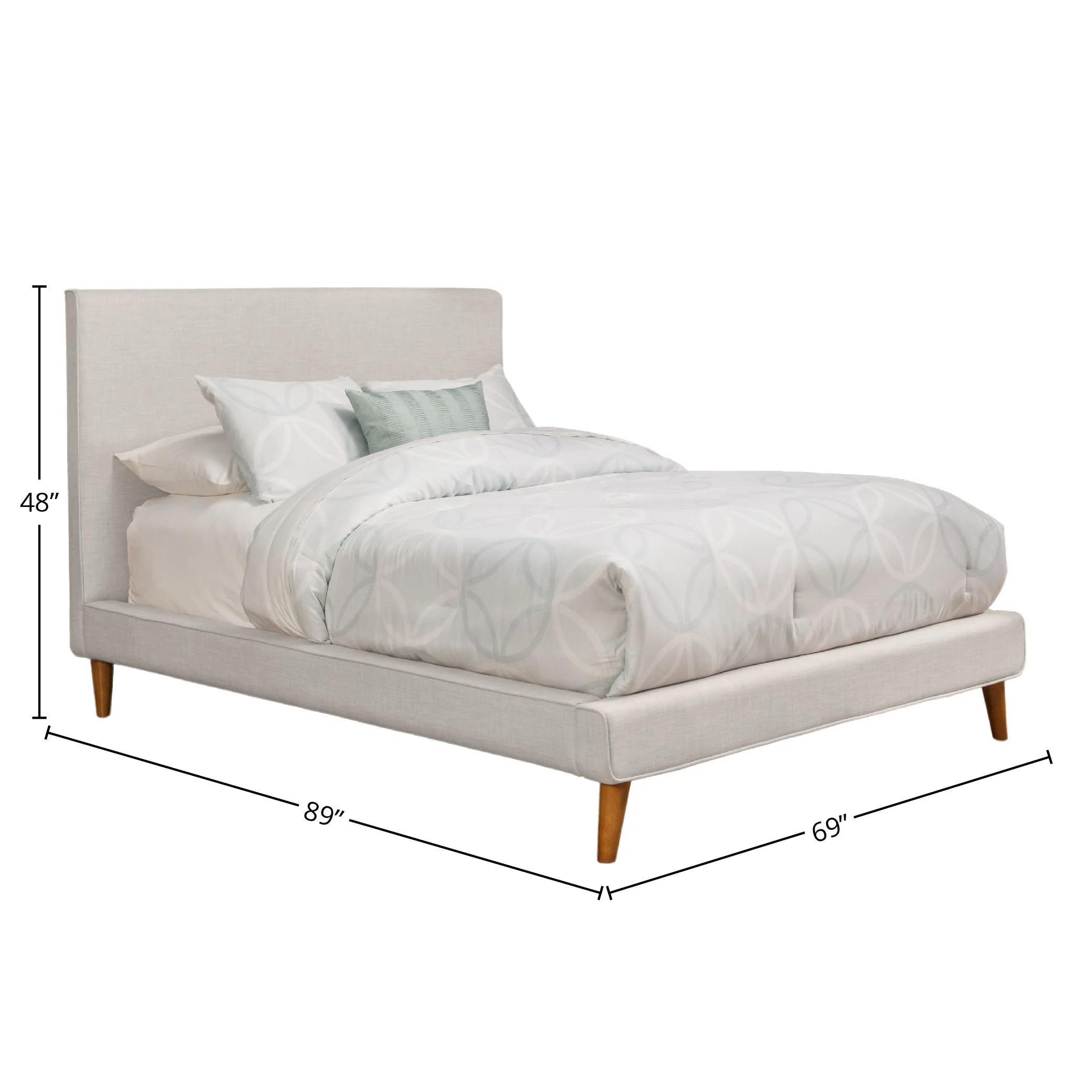 Alpine Britney Light Grey Upholstered Platform Bed