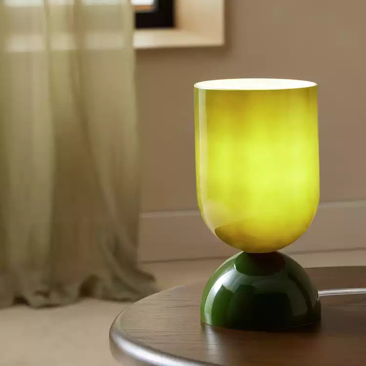 Habitat Gloss Glass Table Lamp - Green