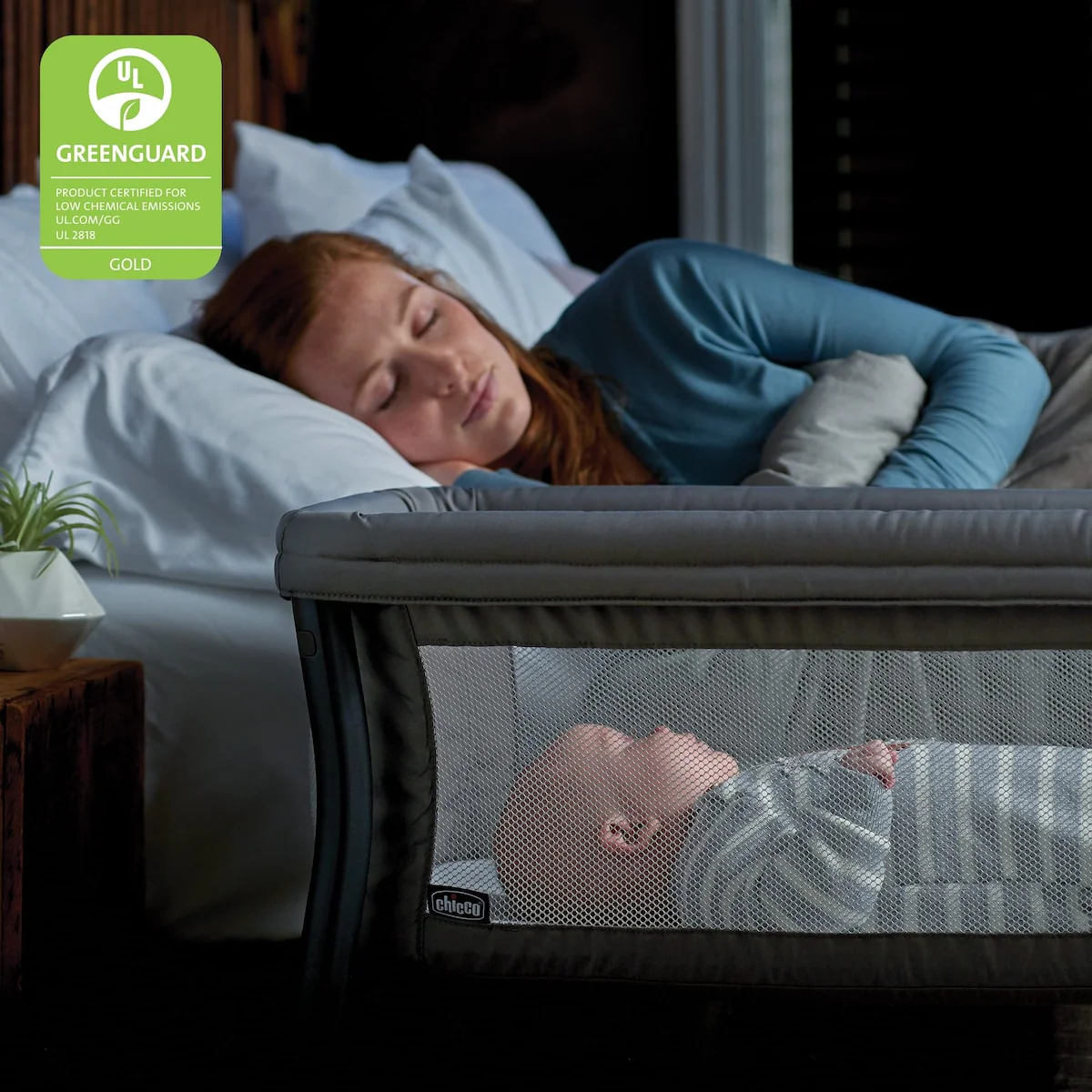 LullaGo® Anywhere Portable Bassinet, Lightweight, Space-Saving Baby Bassinet with Waterproof Mattress and Fitted Sheet