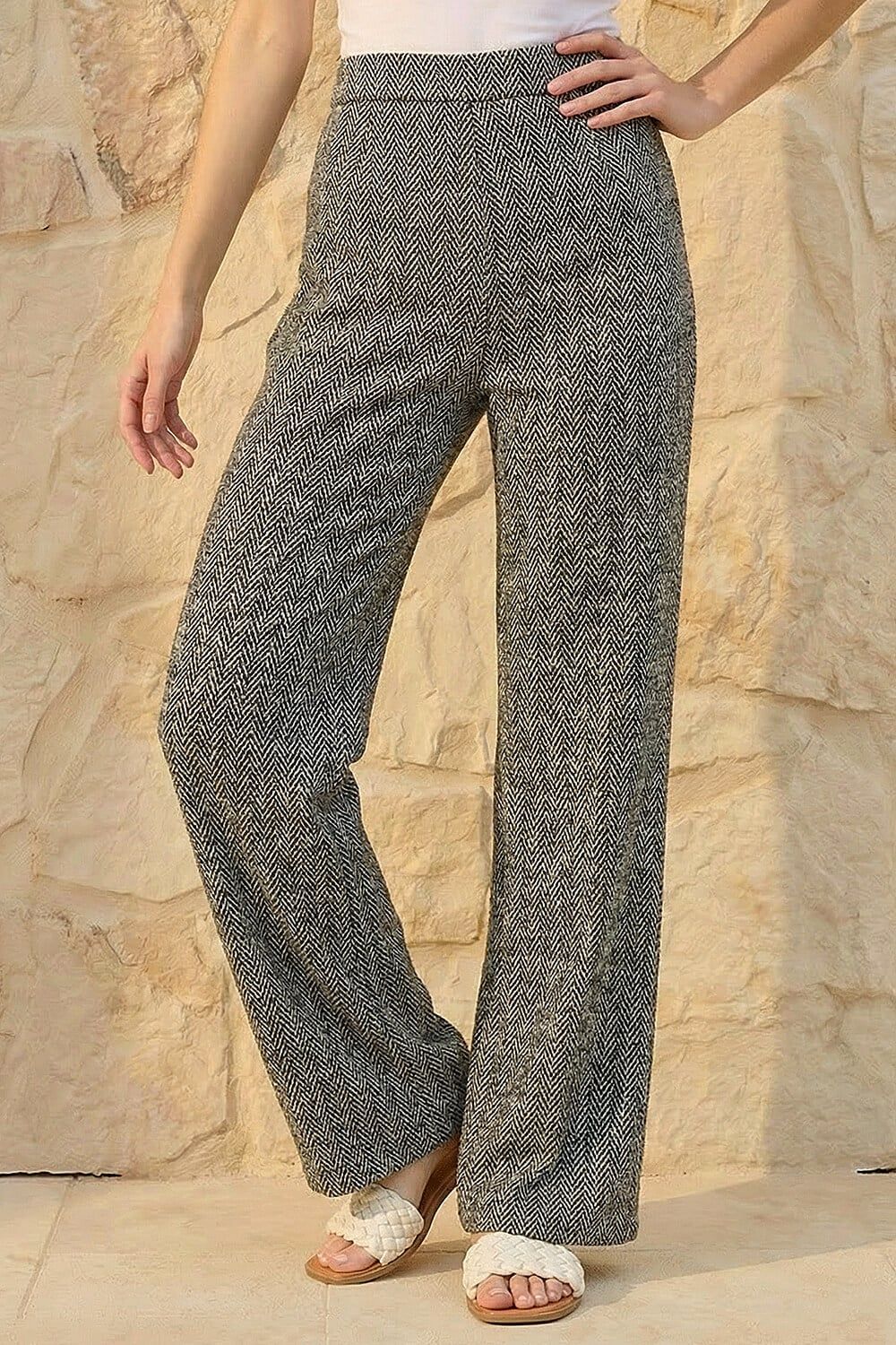 Roman Herringbone Stretch Trouser