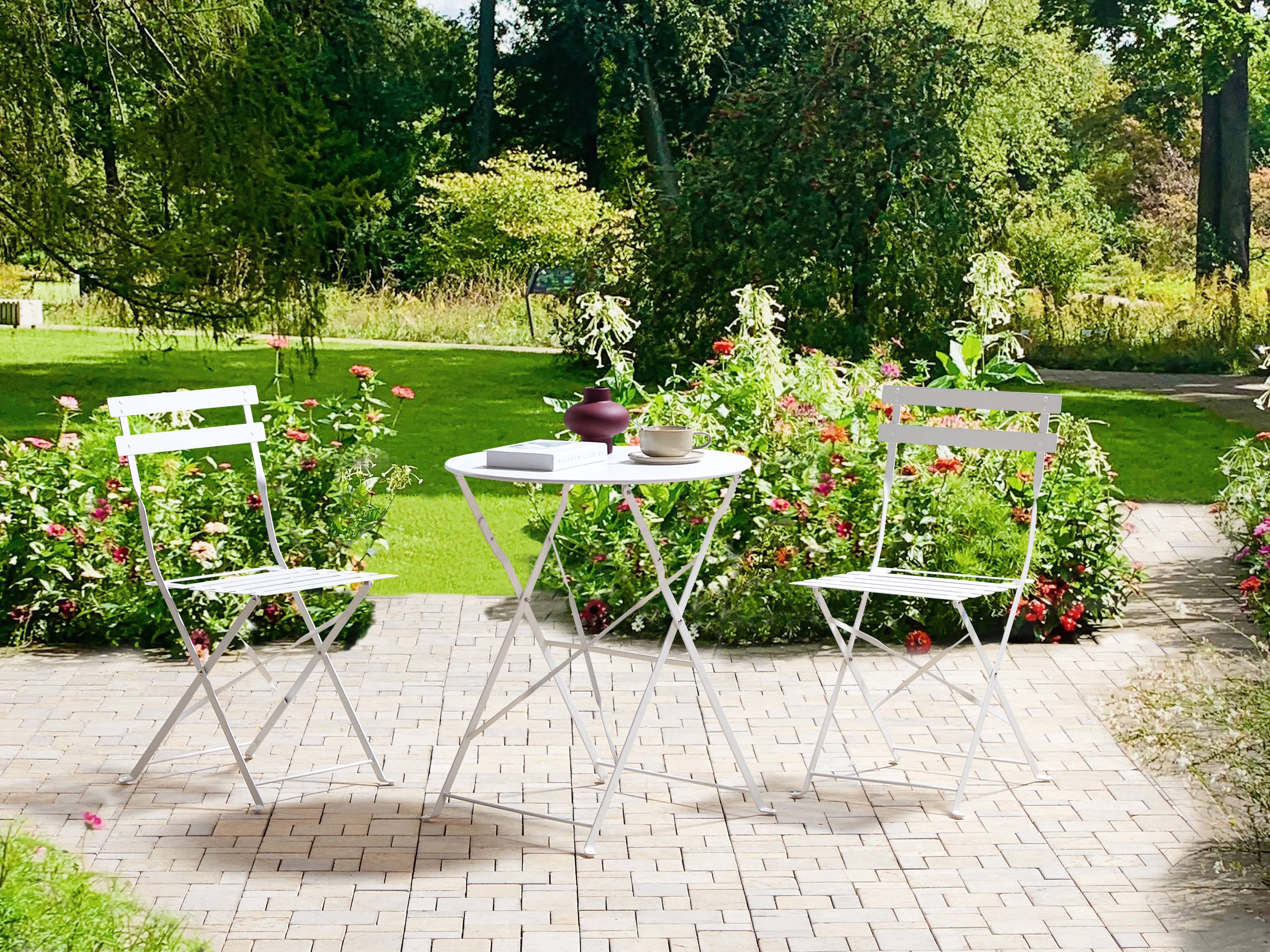 Bistro Set Folding FIORI Metal White