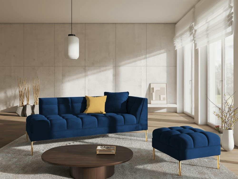 KAROO - Méridienne gauche velours bleu roi