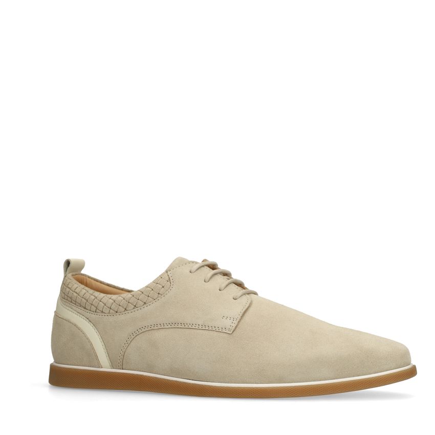 No Stress Beige suède veterschoenen