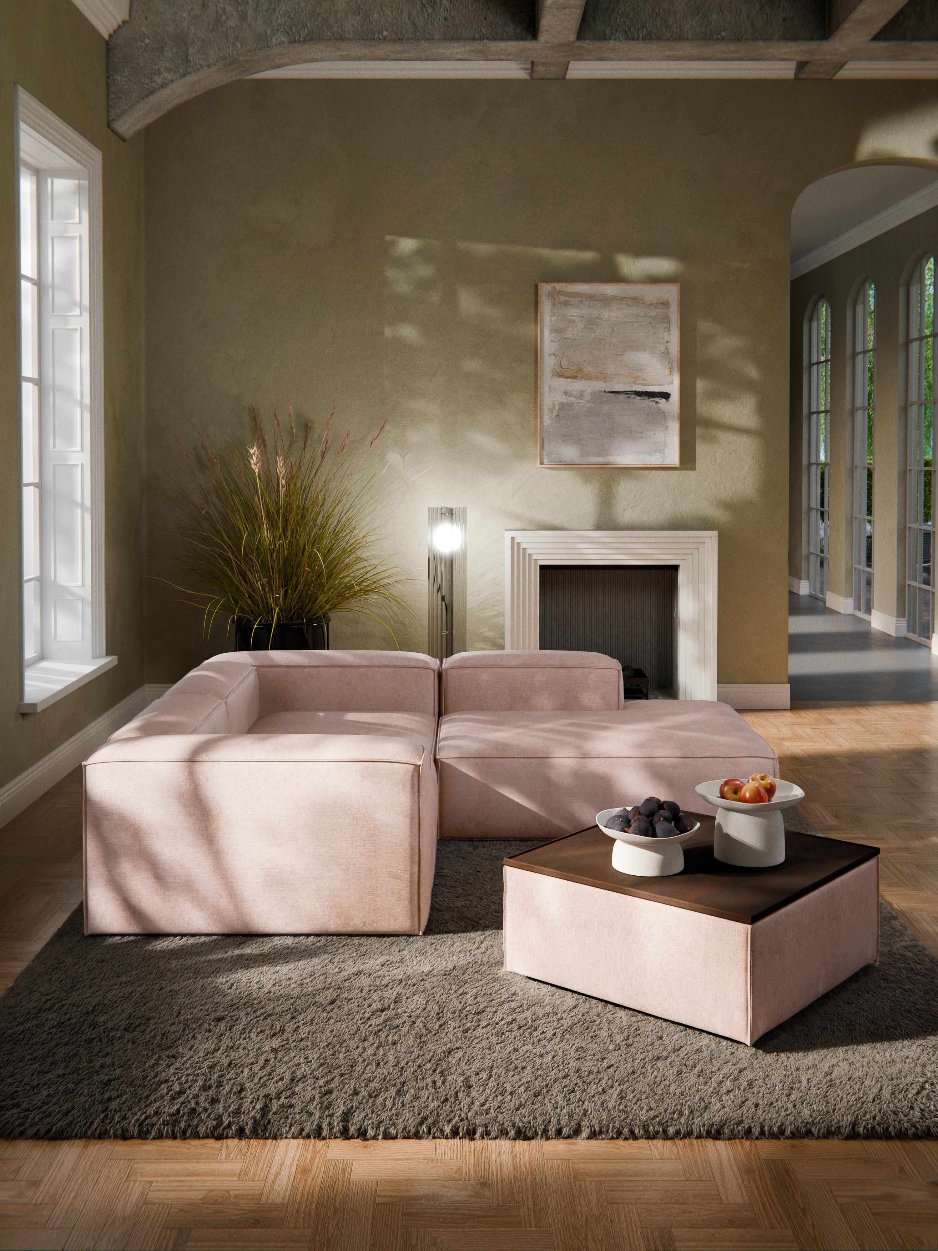 Sofa-Hocker Lennon aus Leinen-Mix mit Stauraum