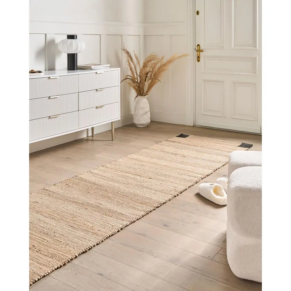 AMRAVATI - Vloerkleed - Beige/Zwart - 80 x 300 cm - Jute