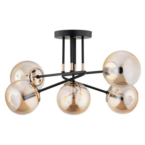 Lampa sufitowa czarno-bursztynowy-złota ESTER 5xE14x10W Alfa