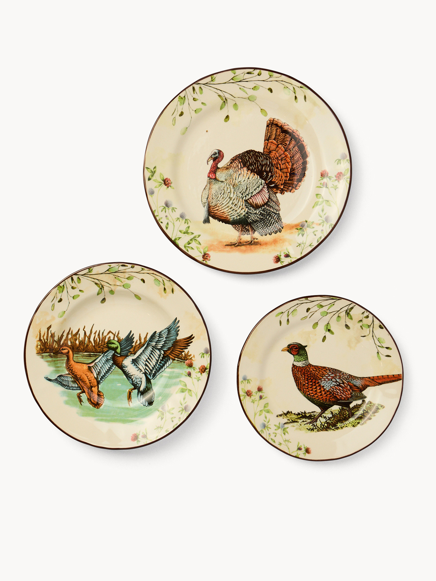 Set 18 piatti in ceramica motivo selvaggina