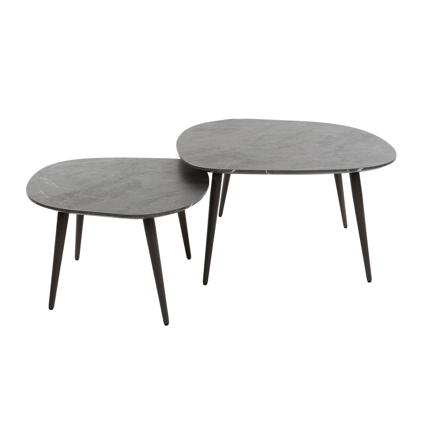 Giga Meubel Salontafel Rock - Keramieklook - Set van 2 - 85x79x40cm