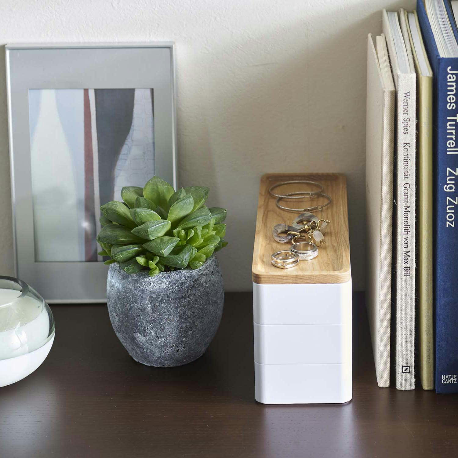 - Boite à bijoux 3 niveaux en plastique slim blanc