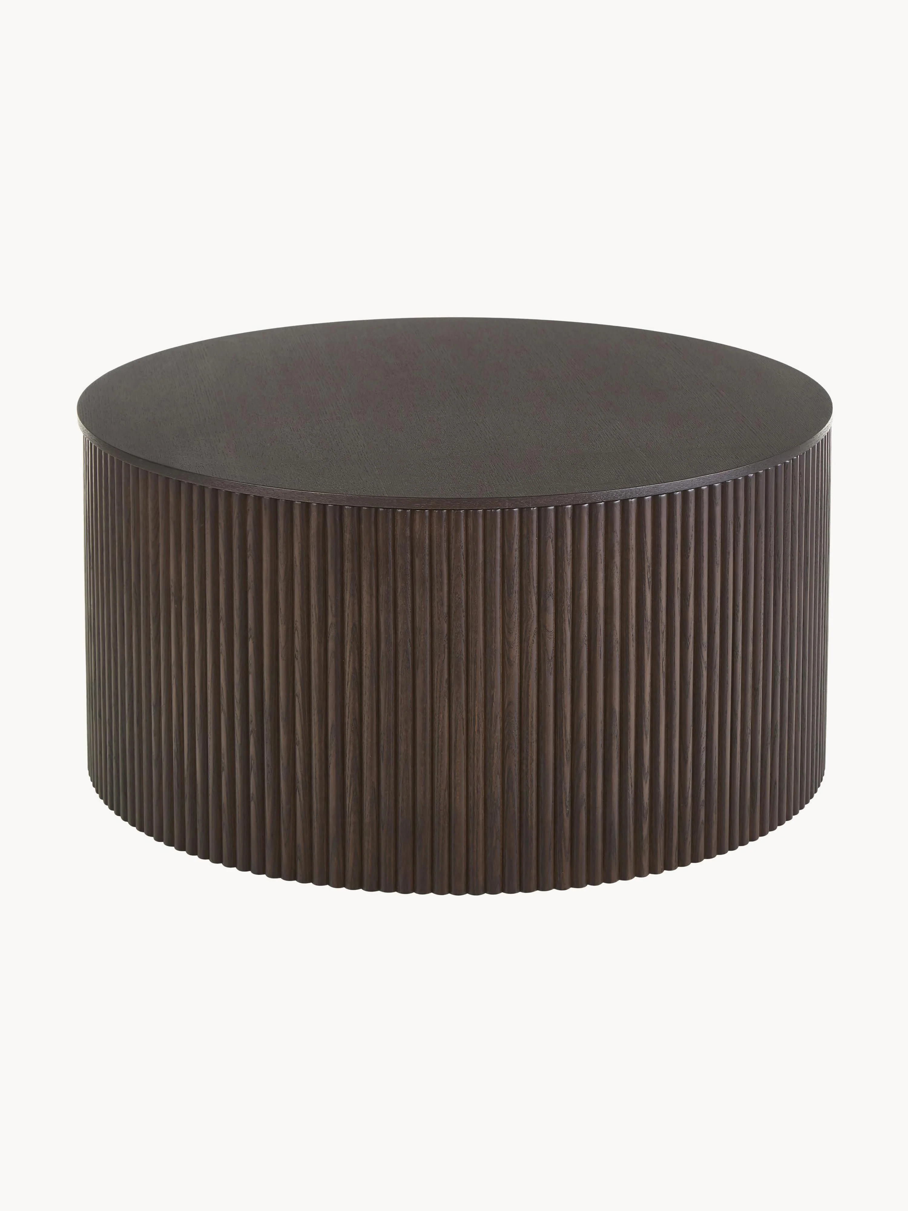 Runder Holz-Couchtisch Nele mit Stauraum