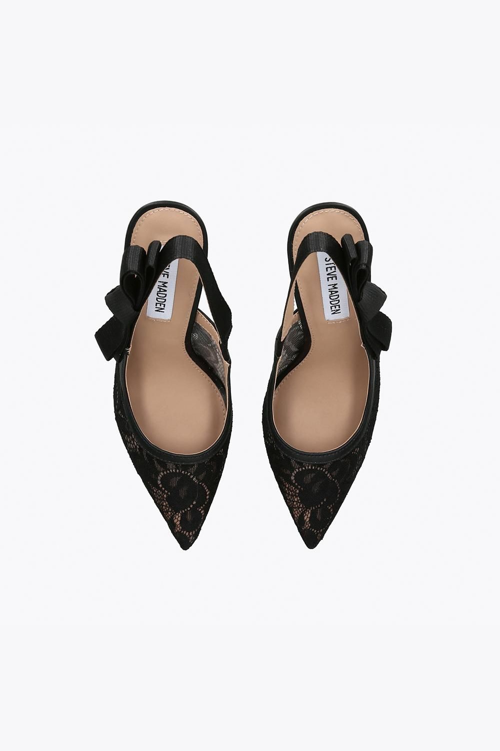 STEVE MADDEN Brylie Black Lace' Fabric Heels