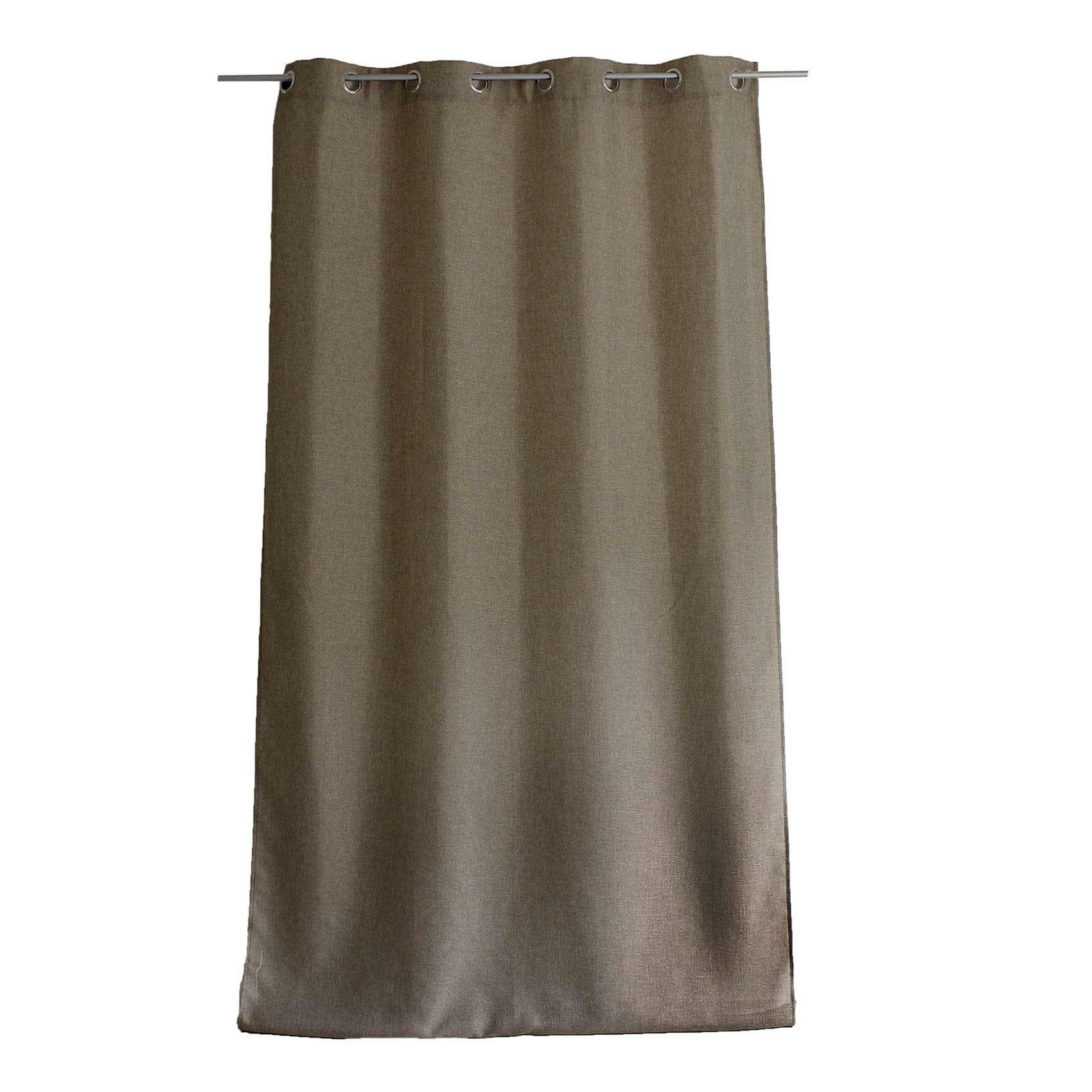 - Rideau uni avec œillets ronds polyester taupe 140x260 cm