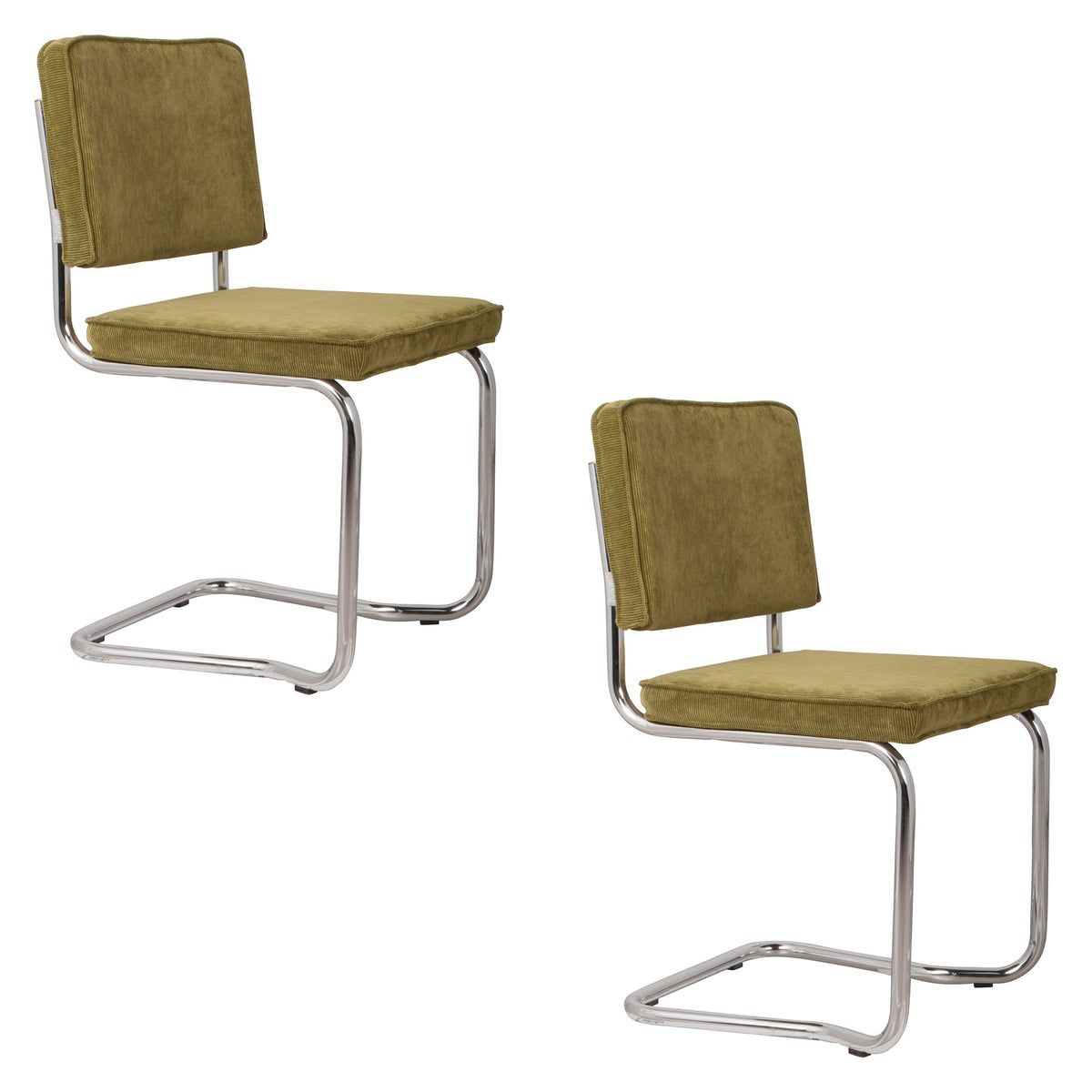 Zuiver Ridge Kink Rib Eetkamerstoelen Groen - Set van 2