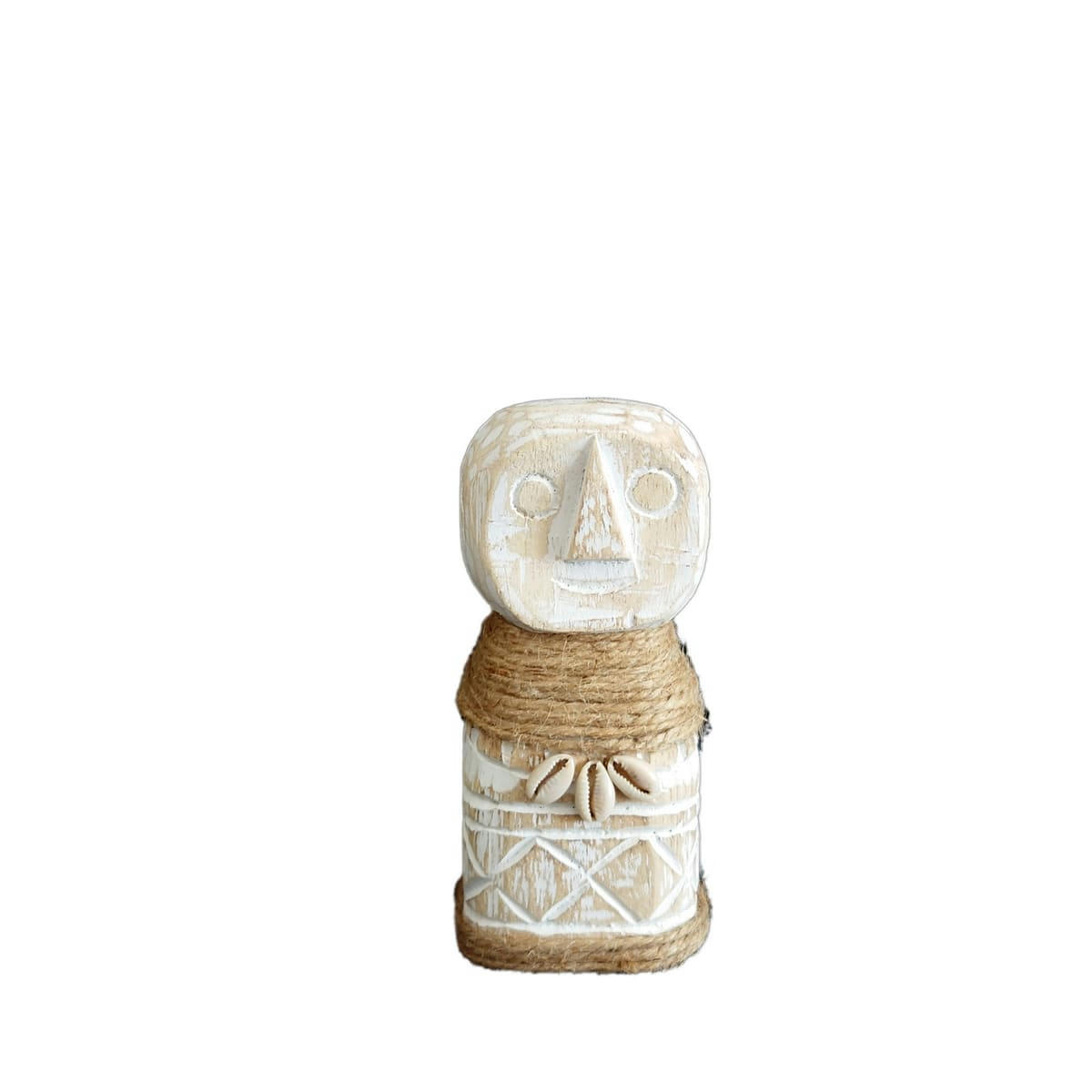 BALIRA - Statue décorative en bois sculpté, beige/blanc H15 cm