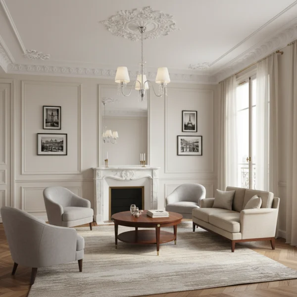 Lampa wisząca EDYLIT glamour białe abażury chrom 3xE27 MIA BIANCO 12-412