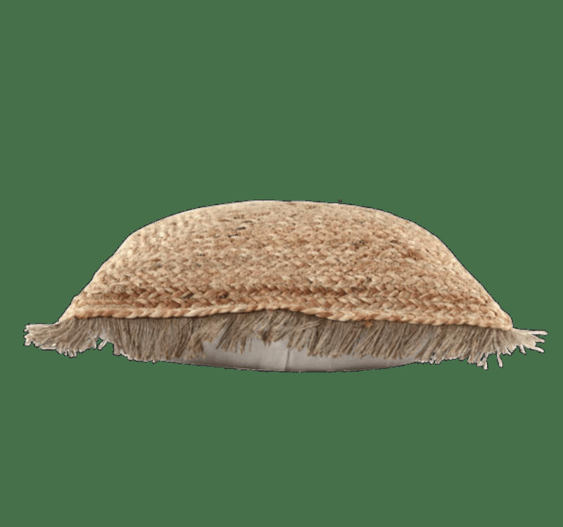 - Coussin franges 45 x 45 cm jute uni coton uni jutana