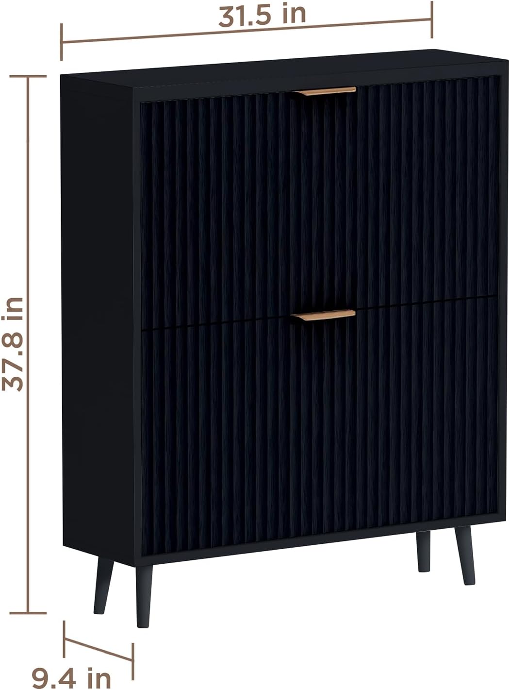 Shoe Cabinet Storage,Modern Freestanding Organizer with 2 Flip Drawers,Narrow Shoe Rack Cabinet for Entryway,Black