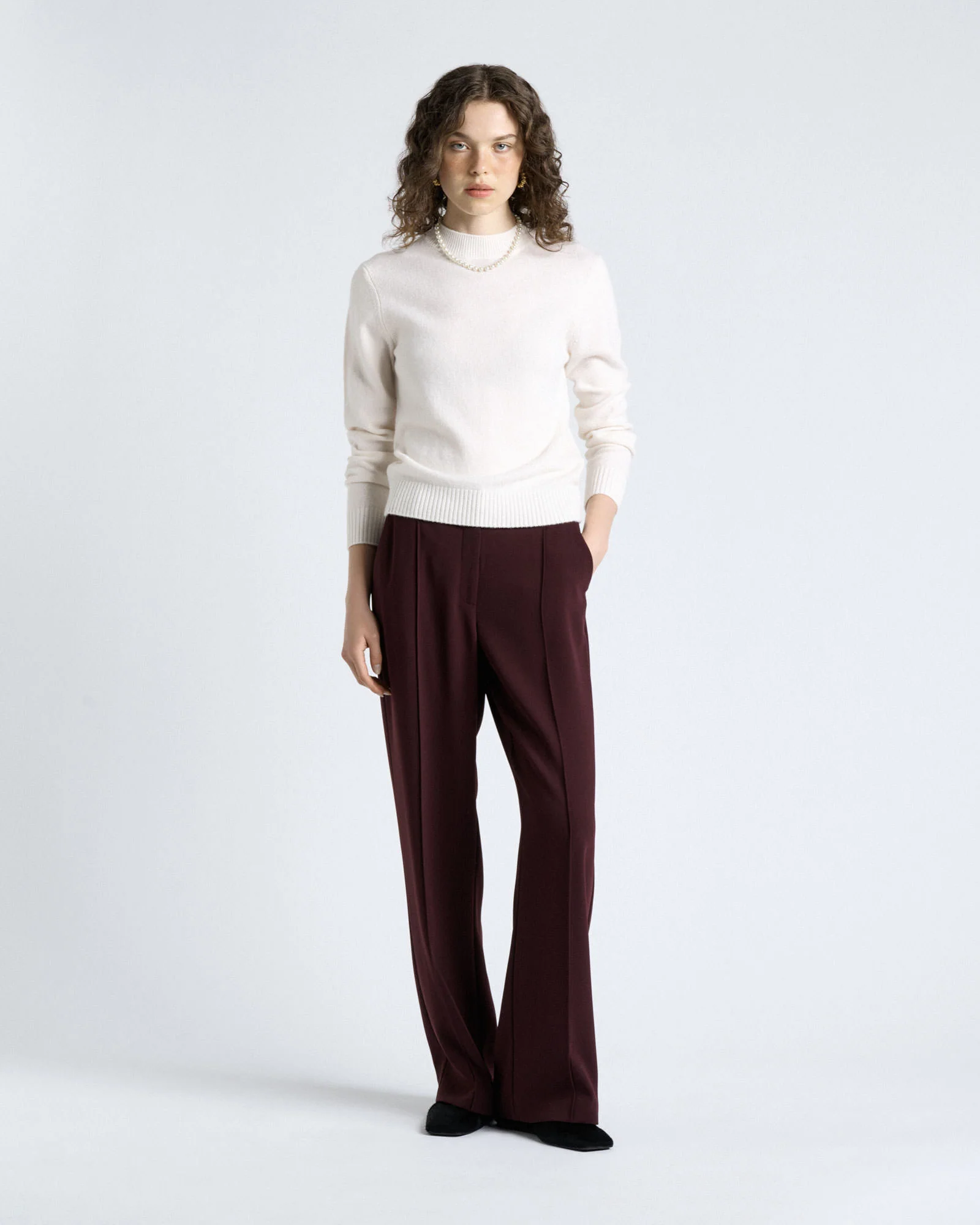 Dark Plum Crepe Straight Leg Pant