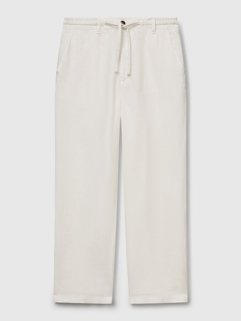 Trousers in pure linen with drawstring