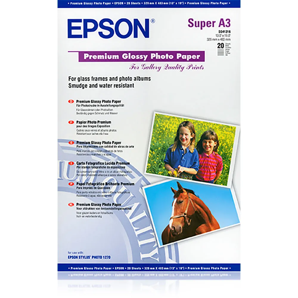 Epson Premium Glossy A3  20 Sheets photo paper 255gr
