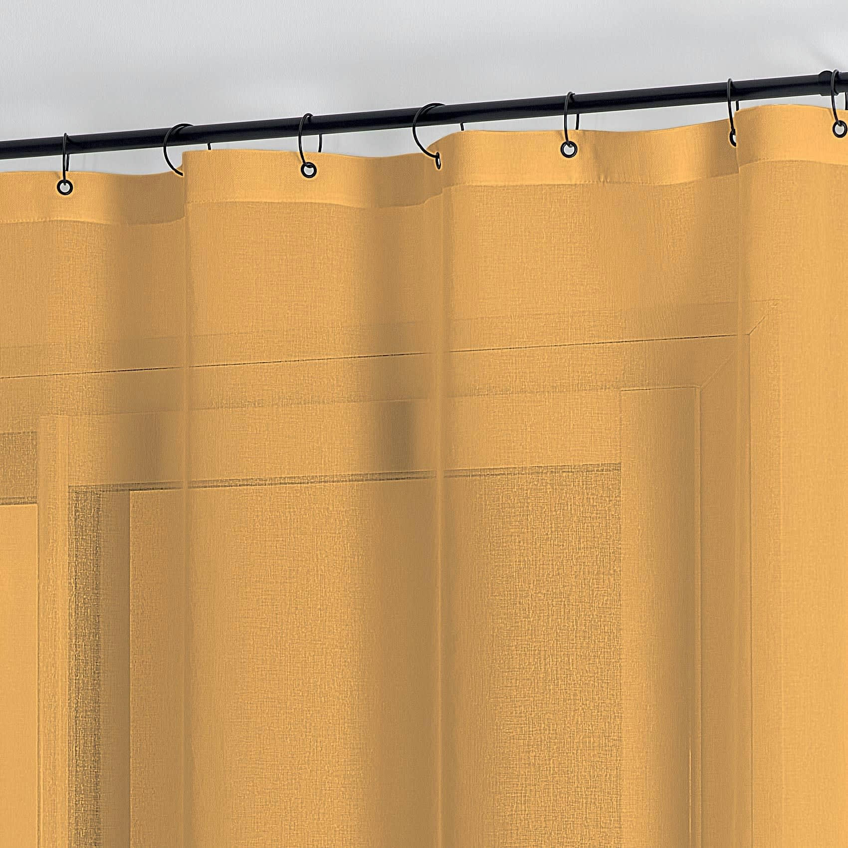 - Voilage à anneaux noirs amovibles polyester jaune ocre 140x240 cm