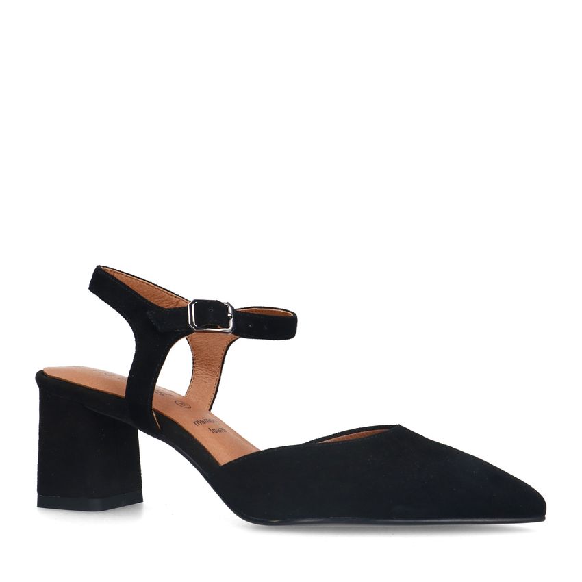 No Stress Zwarte suède slingbacks