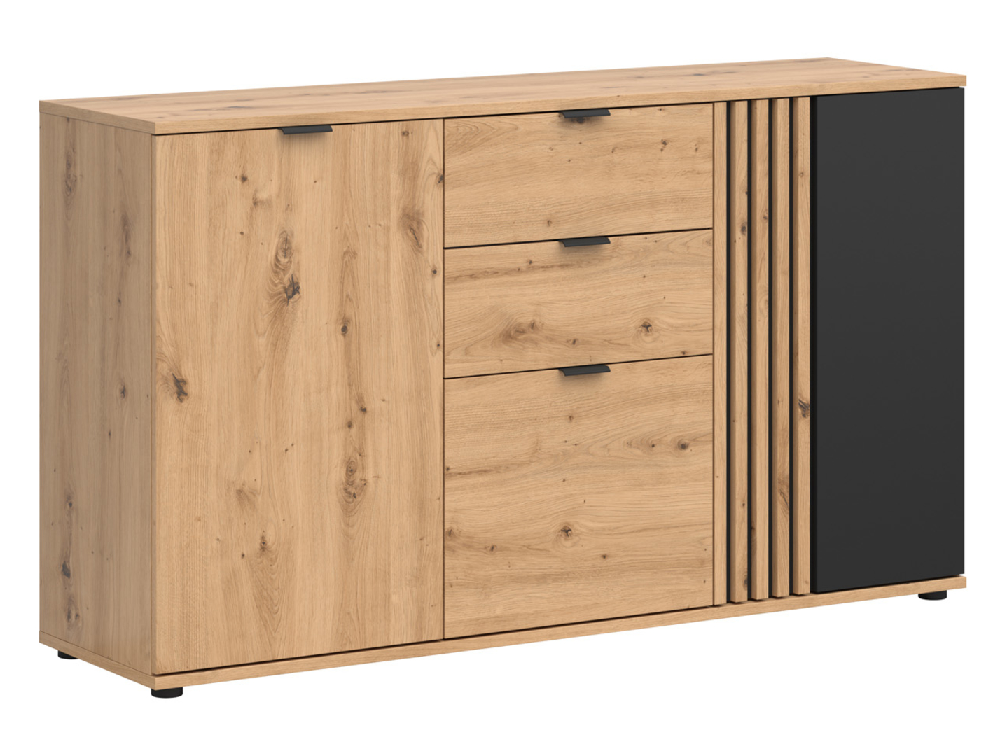 Komoda Vabres 150 cm z 3 drzwiami i 2 szufladami dąb artisan lamele