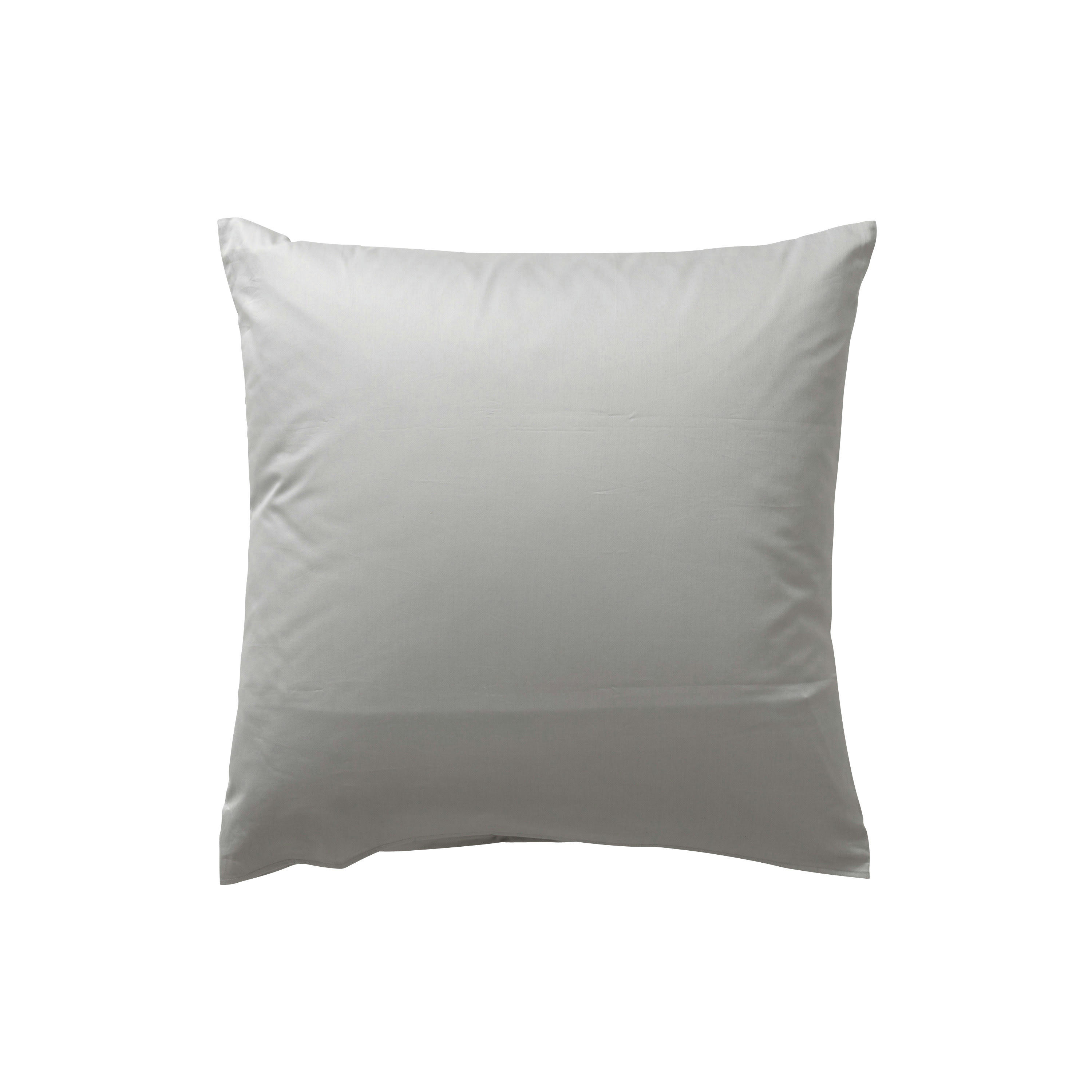 TITANE - Taie d'oreiller carré satin de coton Titane brodé gris 64 x 64 cm