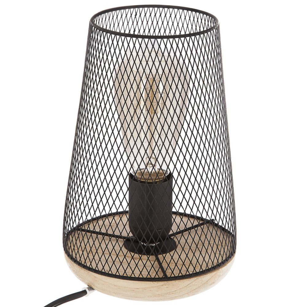 Lampa stołowa metalowa czarna 23x15 cm do salonu ozdobna