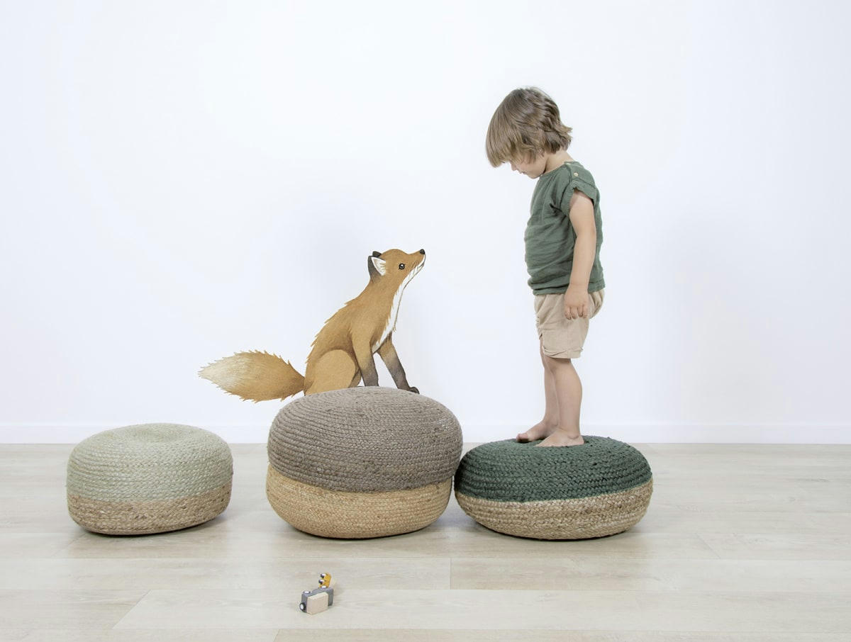 FOREST - Sticker xl renard vintage en Vinyle mat Marron 43.5x45 cm